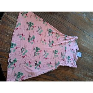 New Small Forever21 Sleeveless Mini Dress Sundress Flamingo Palm Tropical Pink